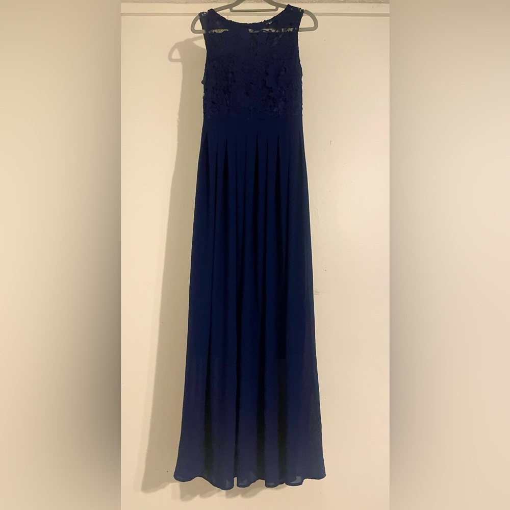 Charlotte Russe Navy Lace Sleeveless Maxi Dress Size Medium